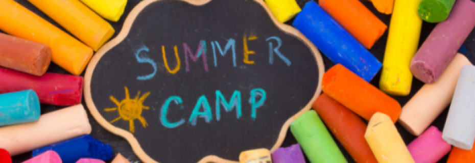 Summer camp chalkboard with chalk