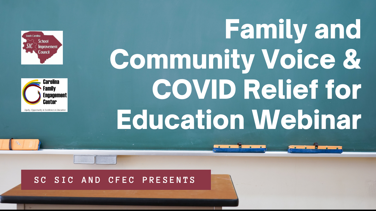 Family and Community Voice & COVID Relief for Education Webinar Title Card
